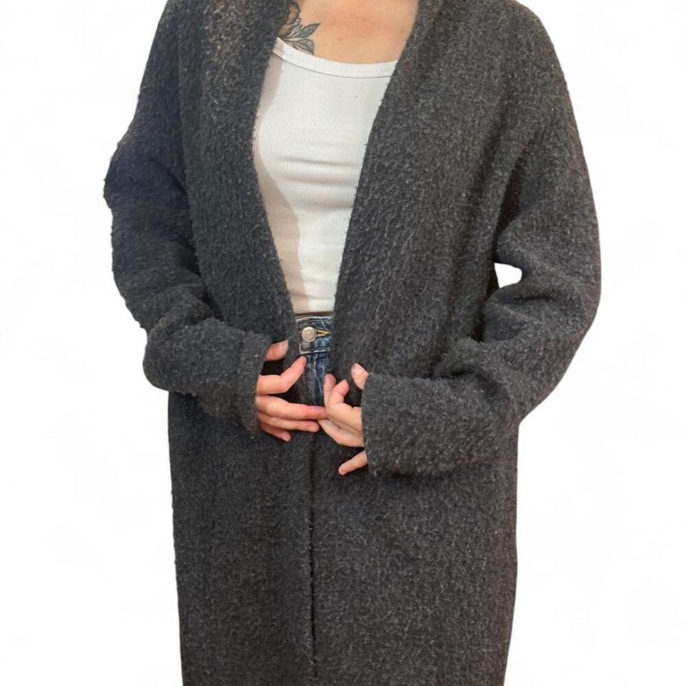 All Saints Gray Wool Blend Open Knit Coat Stretchy Minimalist S M